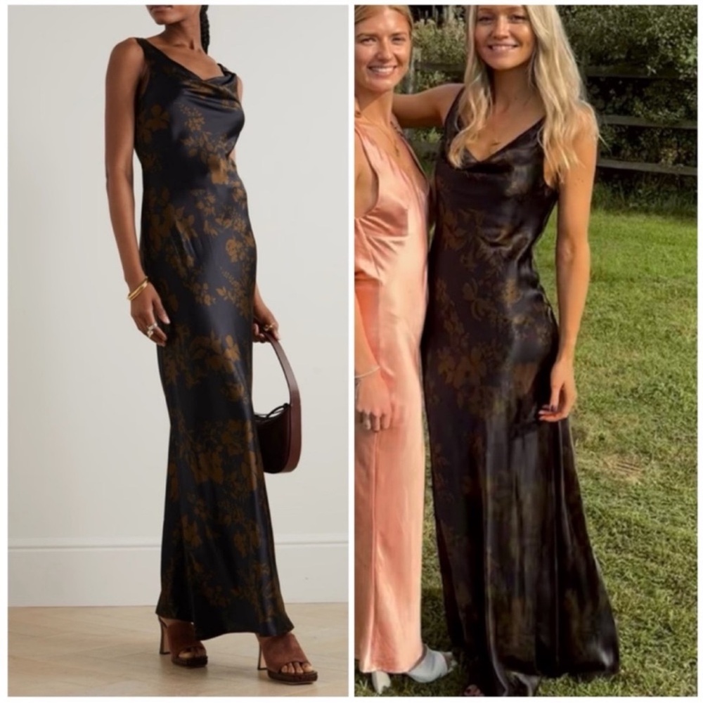 REFORMATION Annabelle Silk Dress in Night Garden SZ US 8 - Picture 2 of 7